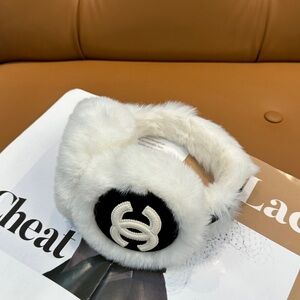 Chanel Black and White Fur Headband